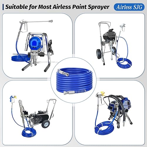 Miniatura 8 de 18 piezas Kit de pistola pulverizadora de pintura sin aire 3600PSI, con manguera de alta presión de 25 pies, varilla de extensión y puntas de