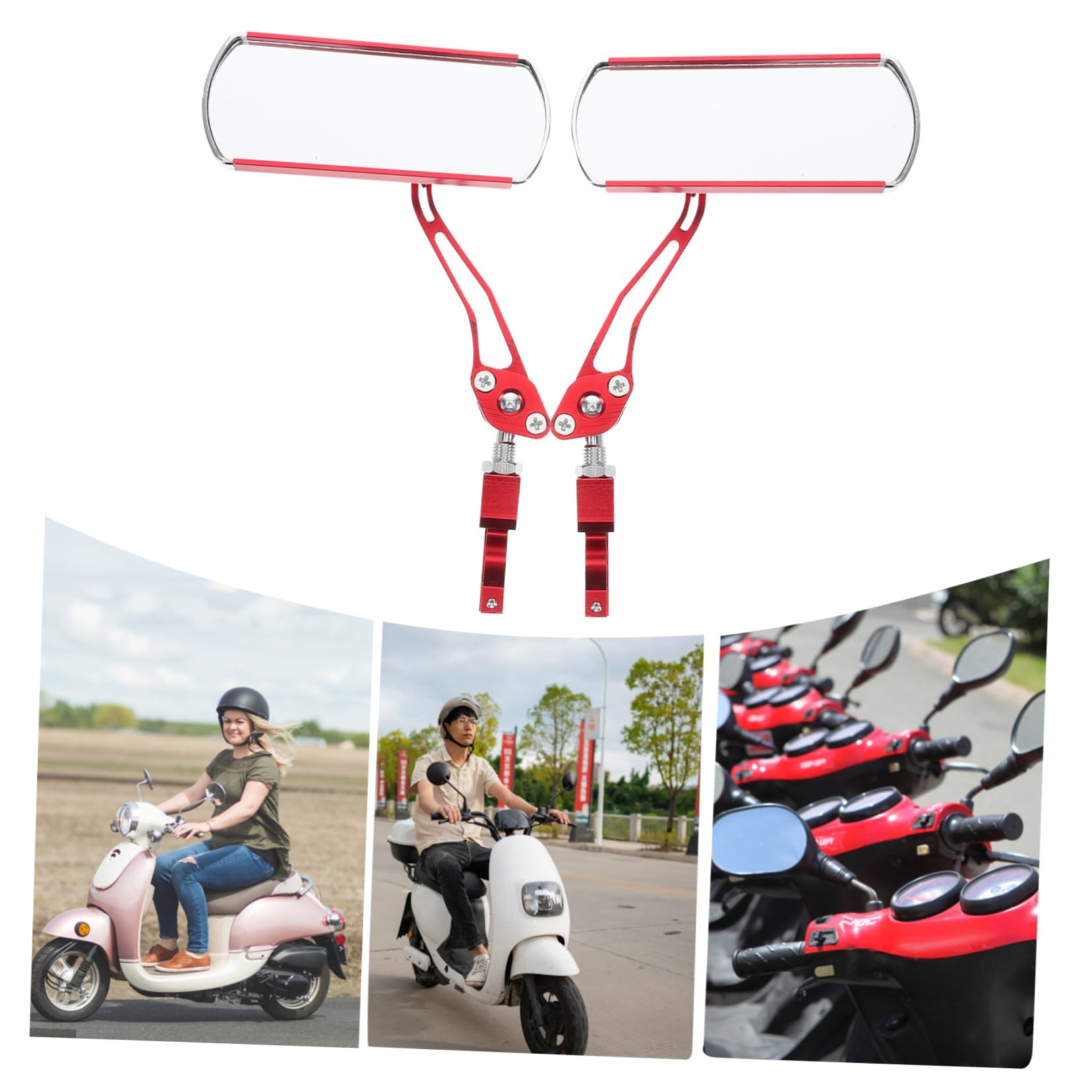 Specchietto di Angolo Vetro Installazione Regolabile Lega Alluminio Retrovisore da Manubrio Facile, Rosso per Bici Scooter
