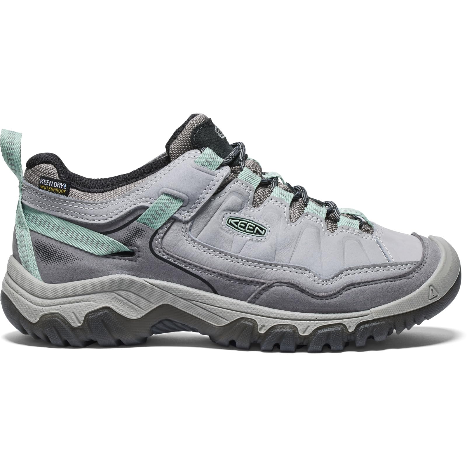 KEEN Women's Targhee 4 Low Height Durable Comfortable Waterproof Hiking Shoes, Alloy/Granite Green, 10