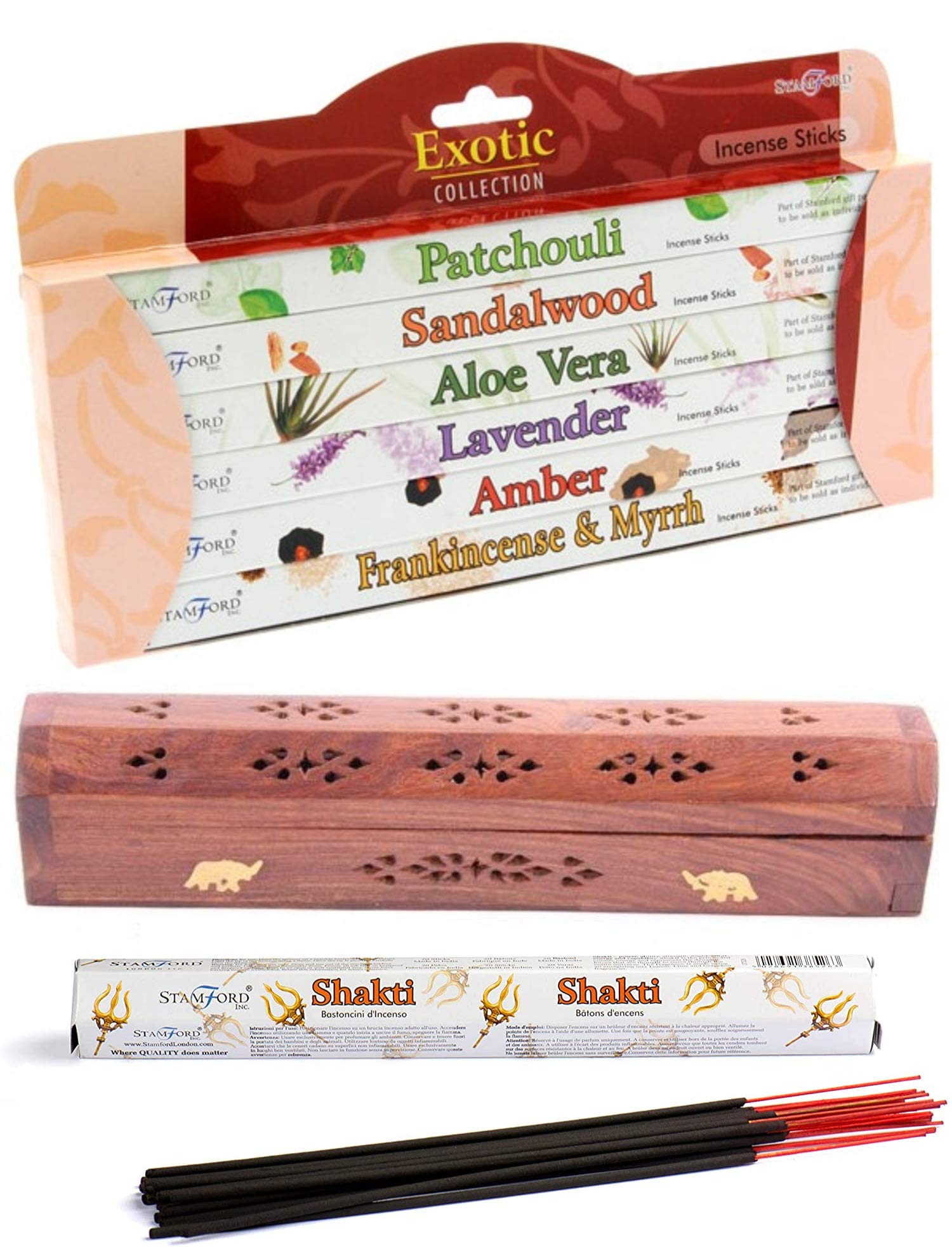 Giftbrit Stamford Exotic Incense Gift Set And Sheesham Wood Incense Box & Free Stamford Shakti Incense Sticks| Best for Purification, Relaxation, Positivity, Yoga, Meditation |