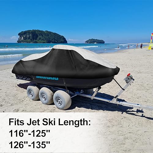 Miniatura 3 de Funda para moto acuática remolcable impermeable resistente 210D para embarcaciones personales PWC Jetski para Sea-Doo Yamaha Kawasaki 116"-135" 2-3