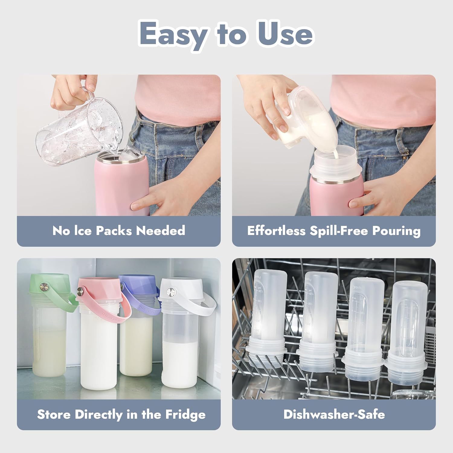 HEYTRIP Portable Breastmilk Cooler - 20oz Stainless Steel Milk Chiller Bottle for Travel & Work | Reusable Breastmilk Storage Container, 36+ Hour Cooling, TSA Approved | Violet Aurora - Image 5