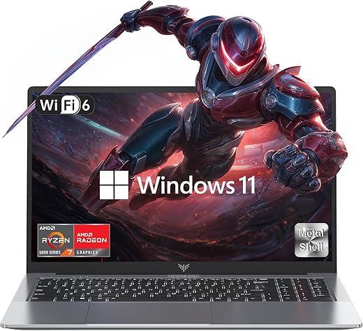 2025 New Gaming Laptop, Laptop with AMD Ryzen 7 7735HS (8C/16T, Up to 4.75GHz), 16GB DDR5 512GB NVMe SSD Laptop Computer, Up to 4TB, 16-inch FHD Display, WiFi 6, Backlit KB, Type-C, Dual Fans