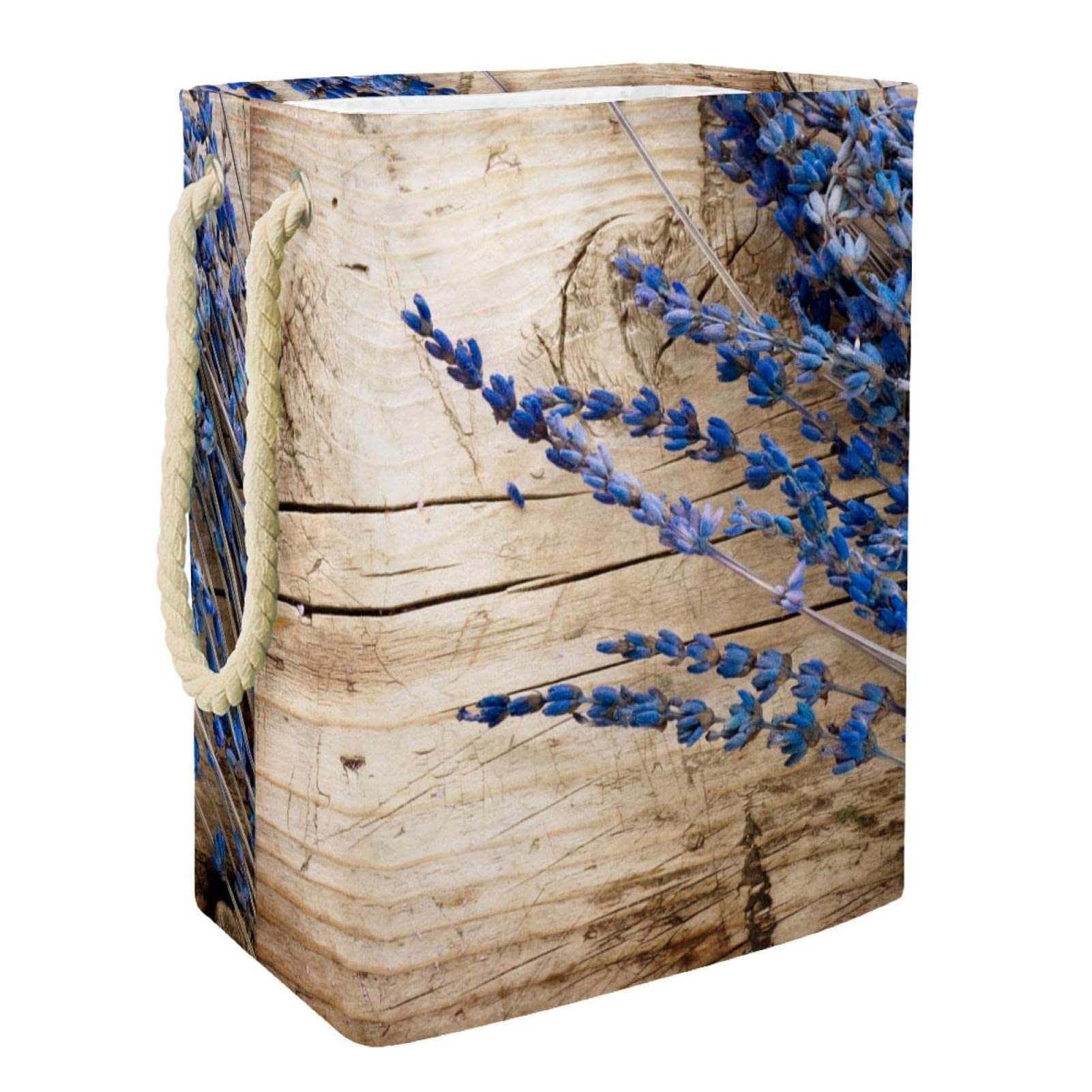 Cesta de lavandería grande con asa duradera, lavanda, cesta de almacenamiento de ropa sucia para dormitorio, baño, dormitorio universitario