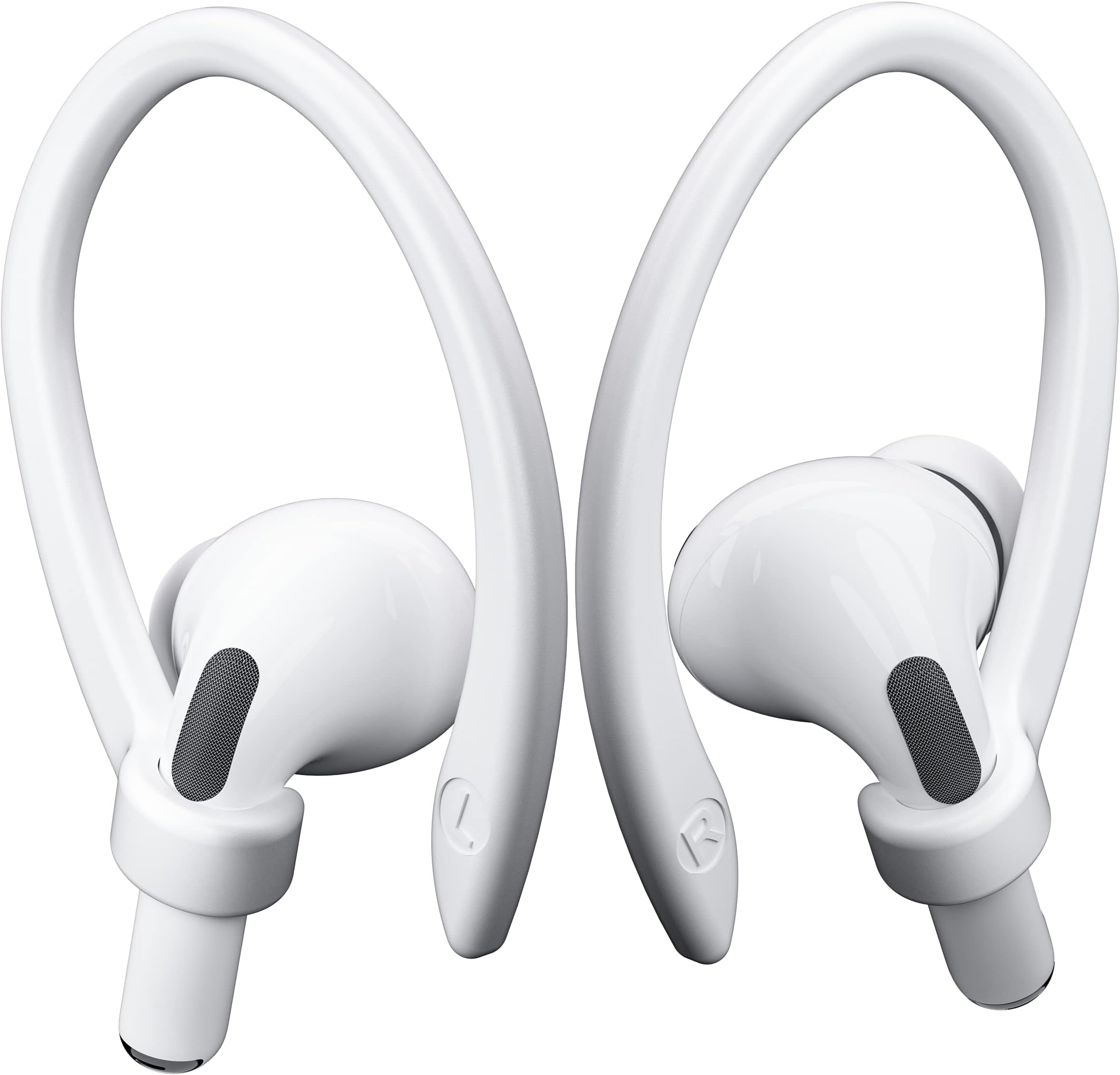 AirPods Ear Hooks for AirPods Pro, Pro 2, 4, 3, 2, 1 - Upgraded Anti Slip Sports Clip Hooks - White
