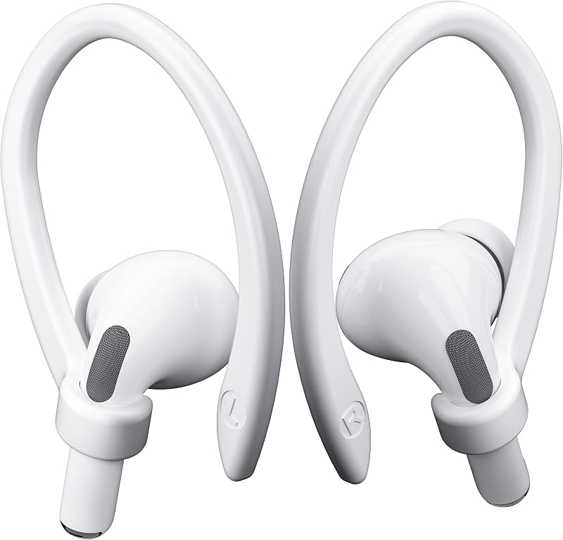 2 Pairs AirPods Ear Hooks for AirPods Pro 2 Pro, 4 3 2 1, White | Upgraded Anti Slip Sports Clip Hooks