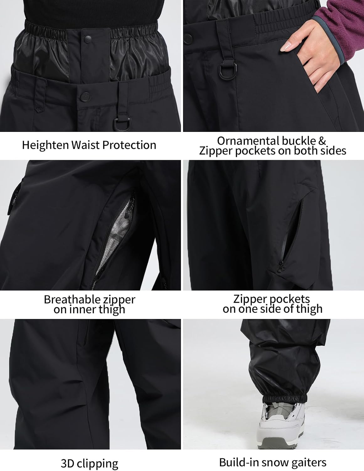 GSOU SNOW Womens Mens Snowboard Pants Baggy Snow Ski Pants for Snowsports