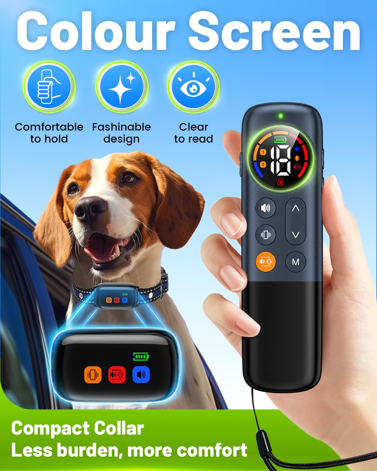 Dog Training Collar with Remote, Anti Bark Collar for 10-120lbs Small Medium Large Dogs, Waterproof, Blue, Adjustable - Image 3