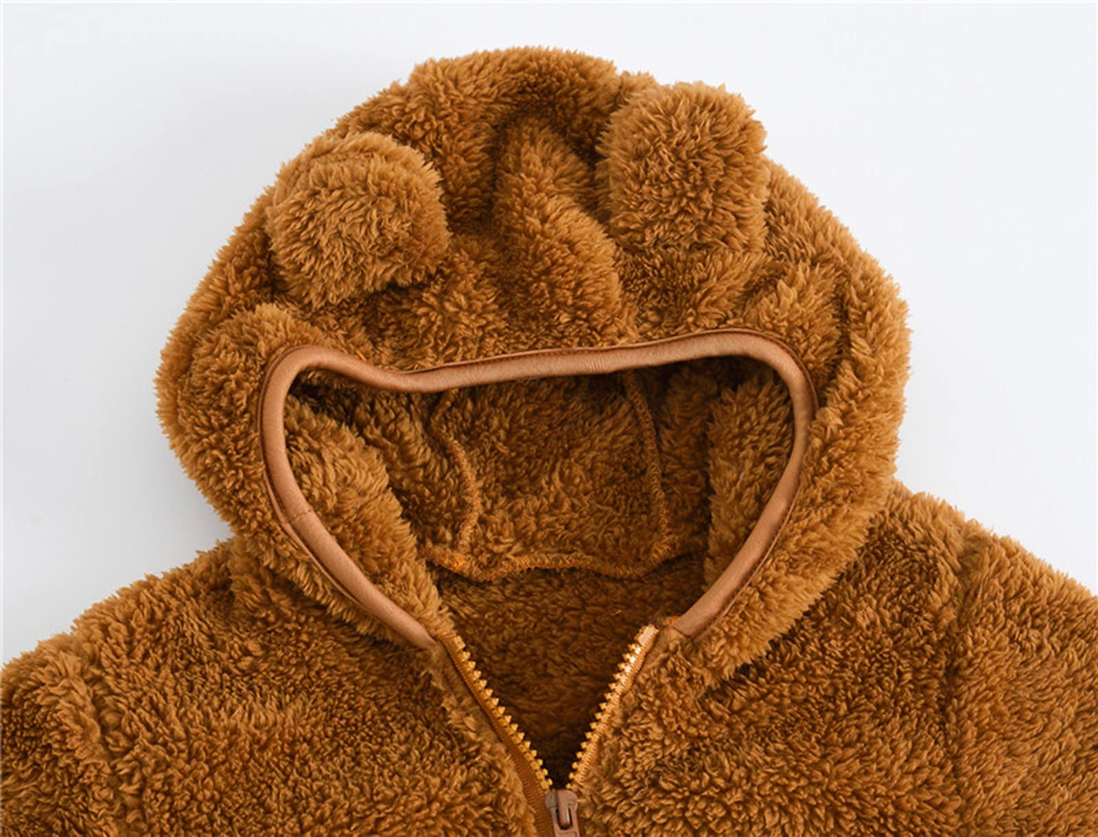 Bébé Blousons Garçon Fille Veste Polaire Manteaux à Capuche Oreilles Hiver Épais Peluche Chaud Nouveau-né Cartoon Vêtements avec Doublée Fermeture Éclair Unisexe Chaud Veste 1-5 Ans