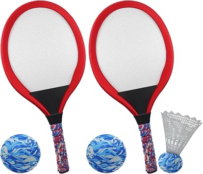 Kids Tennis Racket - Outdoor Sports Training Set | Lightweight Badminton Paddle Pair with Shuttlecock and Ball for Playground Games, Parent Child Coordination, Summer Activities, Backyard Exercise