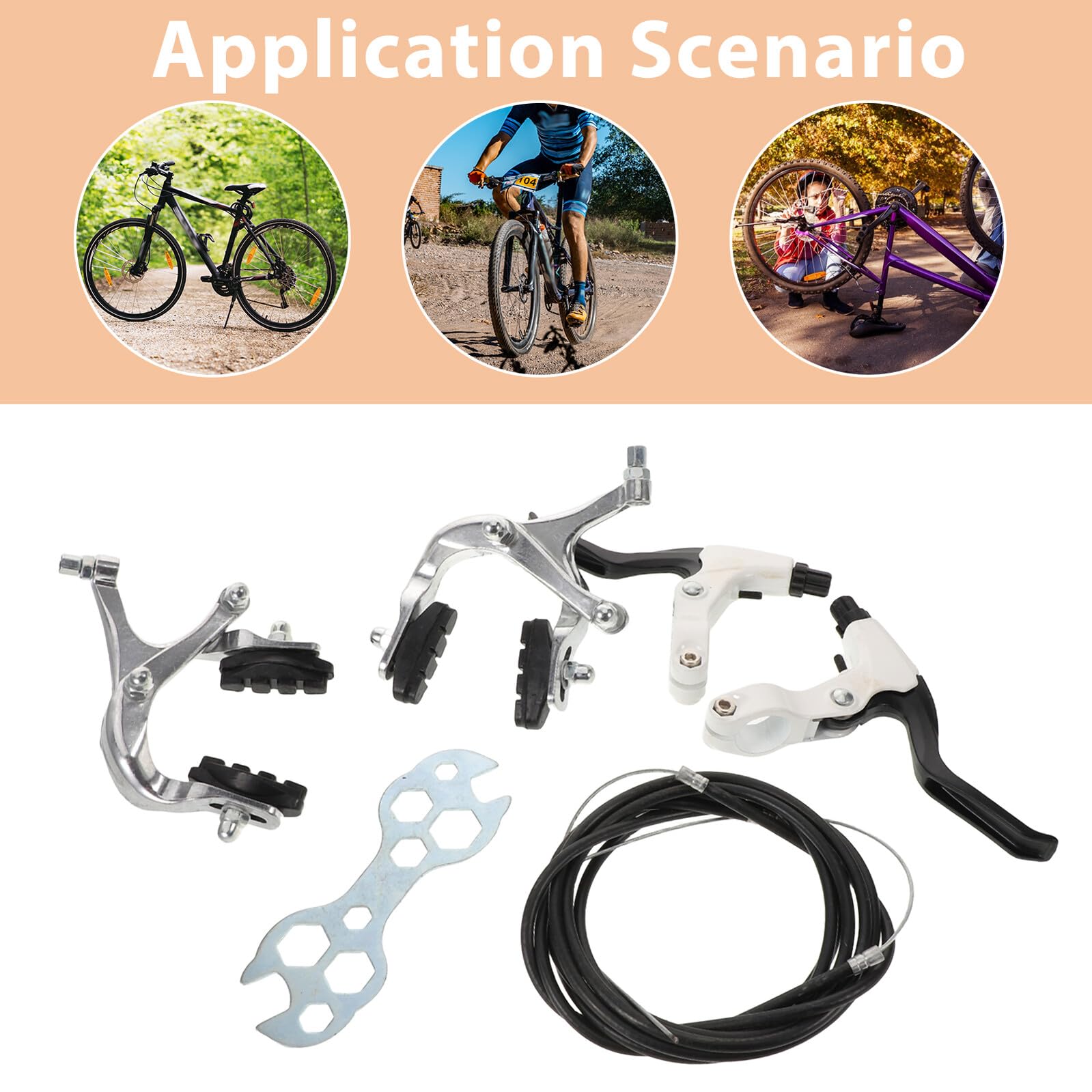 GALPADA Juego de Frenos para Bicicleta de Montaña Hidráulicos y Mecánicos, Palancas de Aleación de Aluminio, Kit Completo Cables Internos y Externos, Pinzas Plateadas, Control Preciso