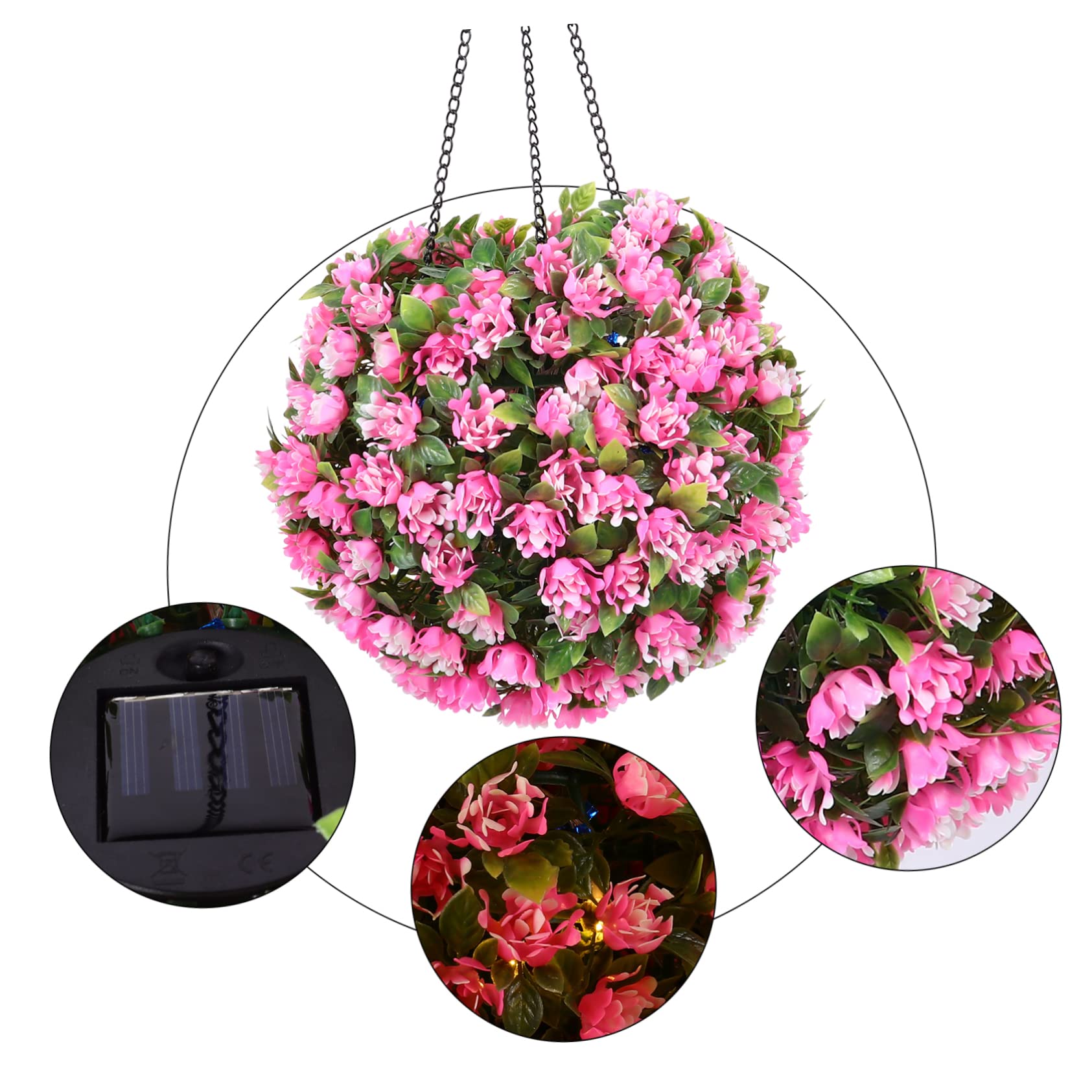 Lámpara Solar Colgante de Jardín en Forma de Bola Floral LED