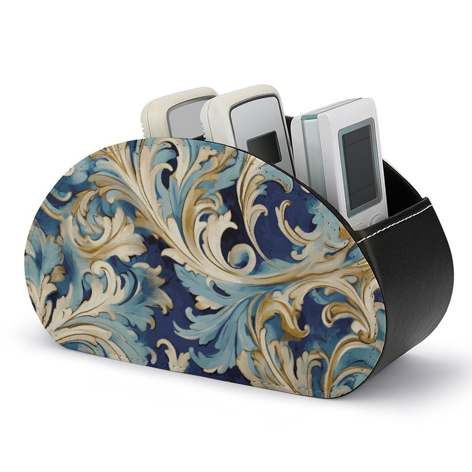 Support de télécommande Florentine bleu en cuir pour contrôleur TV