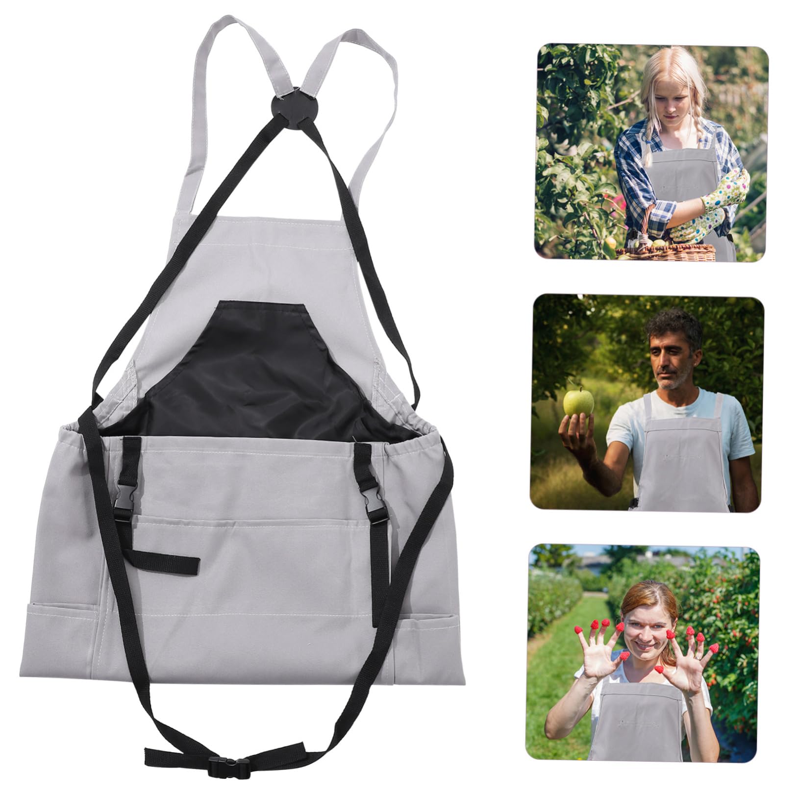 Happyyami Delantal de Trabajo de Tela Oxford con Bolsillo y Cinturón Ajustable para Frutas y Verduras en Granja