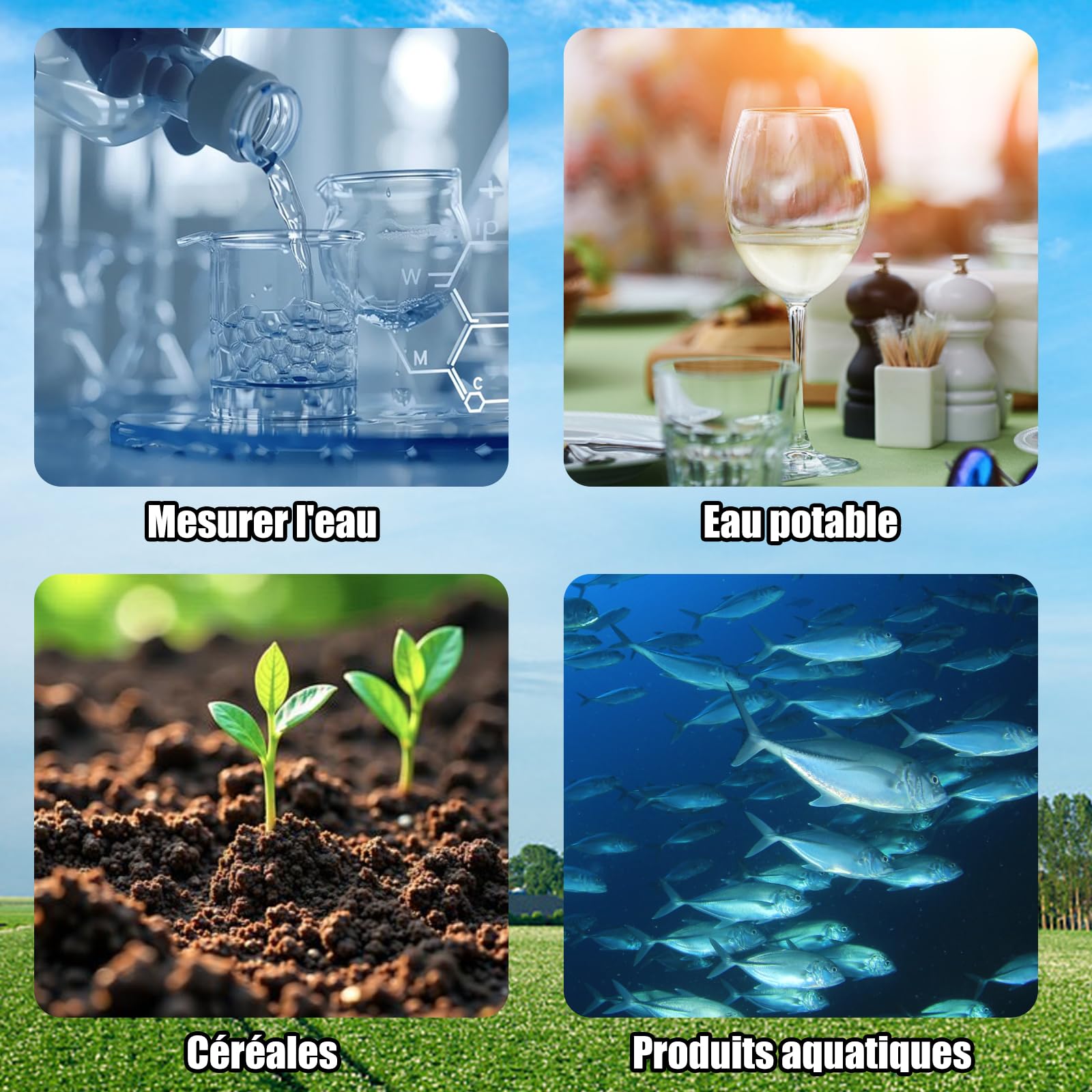 Testeur de pH et de chlore de piscine, testeur de pH numérique 5 en 1, pH chlore ORP H2 mesurable, testeur d'eau pour piscines, hydroponiques, aquariums, eau potable