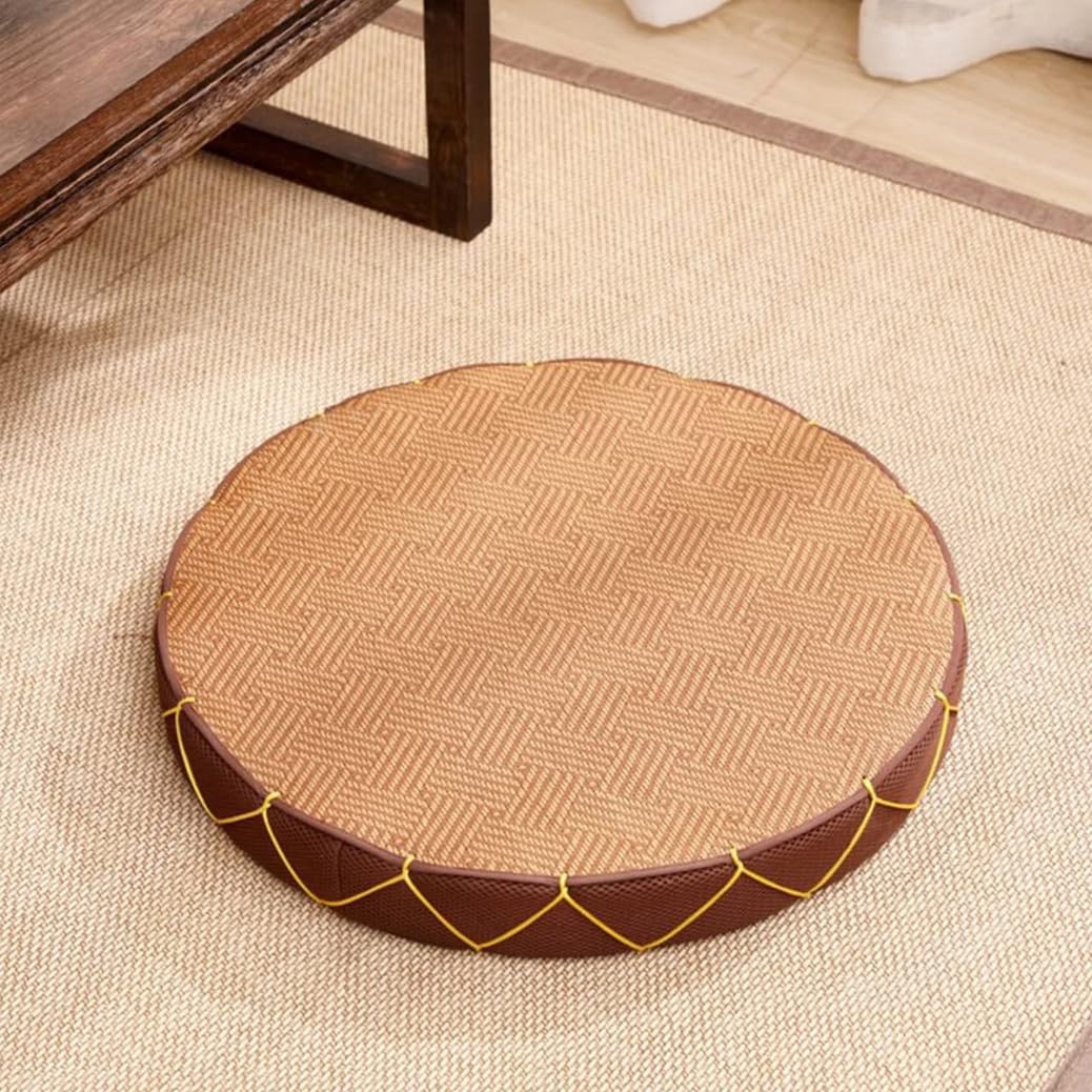 Cojín redondo hecho a mano para tatami, cojín de meditación, tejido a mano, para yoga, meditación zen, para tatami, suelo y ventana, 45 cm
