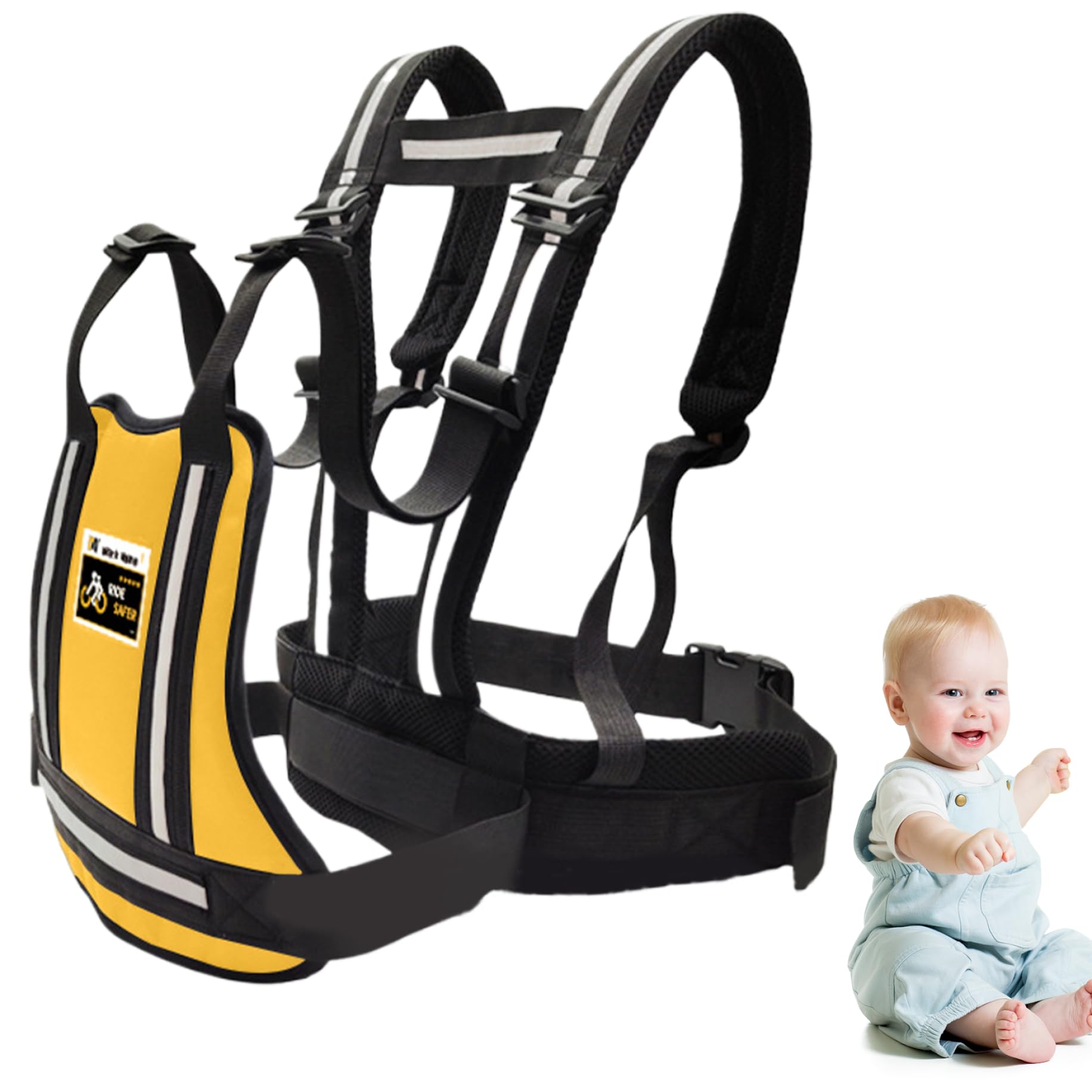 Arnés de motocicleta para niños, arnés ajustable para niños, seguridad transpirable anticaída para pequeños con correa reflectante para motocicleta, equitación..
