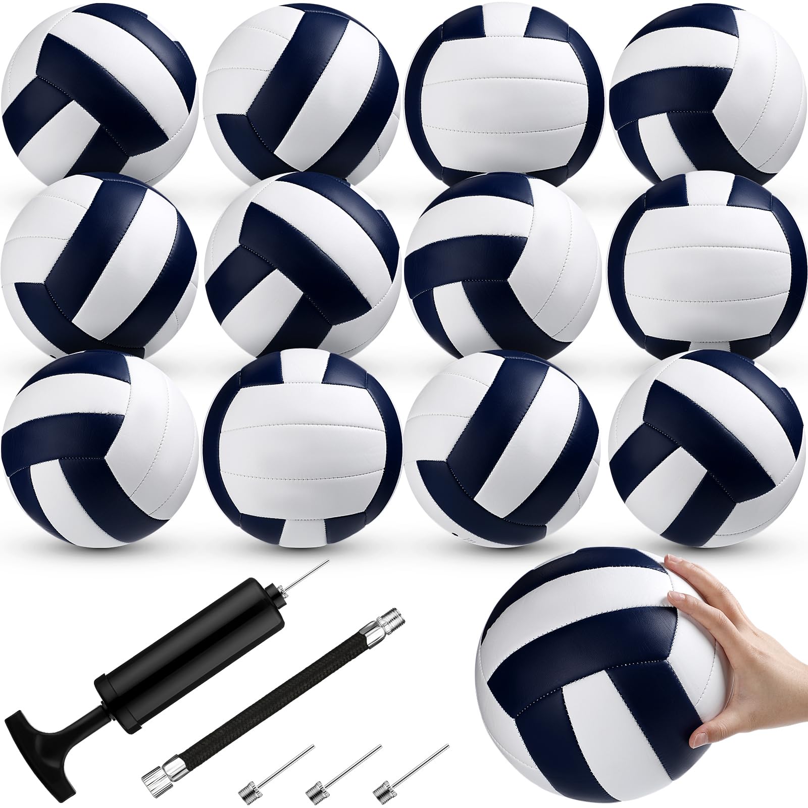 Wettarn Volleybälle in offizieller Größe 5, weich, Freizeit-Volleybälle mit Pumpe, reguläre Größe, Volleybälle für Anfänger, drinnen und draußen, Strand, Fitnessstudio, Pool, Sandsport, Marineblau,