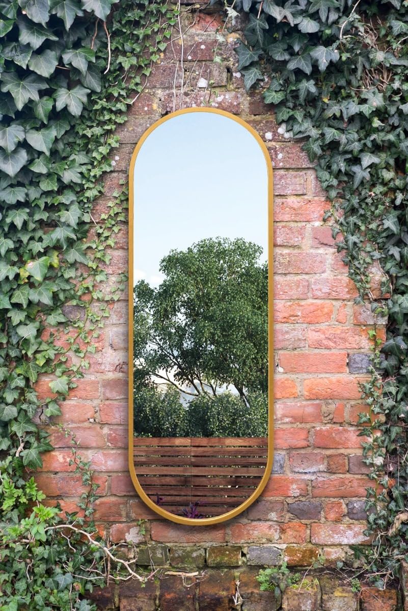 Mirroroutlet Unisex Gold Metal Framed Double Arched Garden Wall Mirror (160 X 55Cm) | : Size 1 Pack