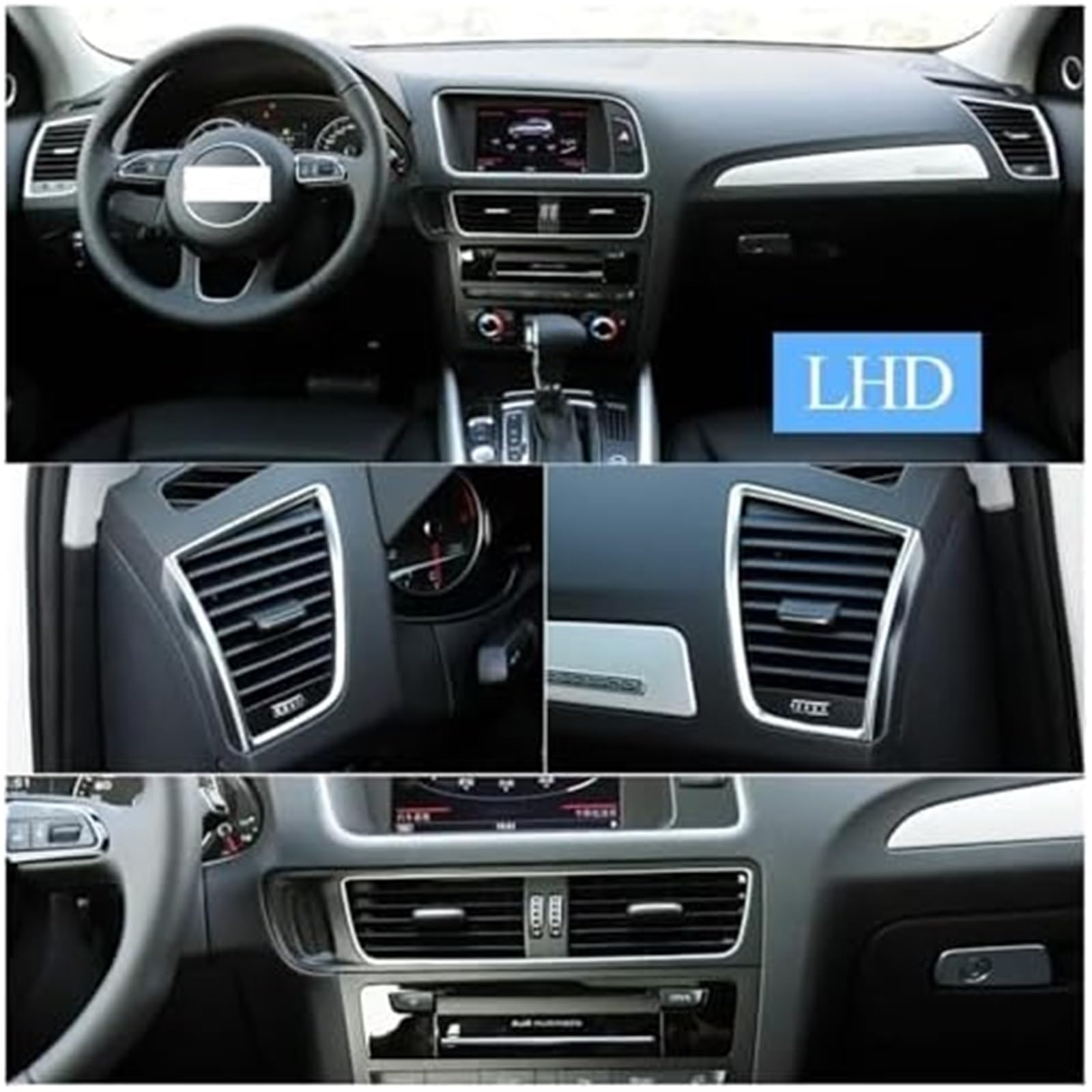 Wylot powietrza w samochodzie 8R1820901 8R1820902 8R1820951C Przedni środkowy odpowietrznik podłokietnika klimatyzacyjnego, dla Q5 2009-2017 Klips do nawiewu samochodowego(BLACK Lhd left)