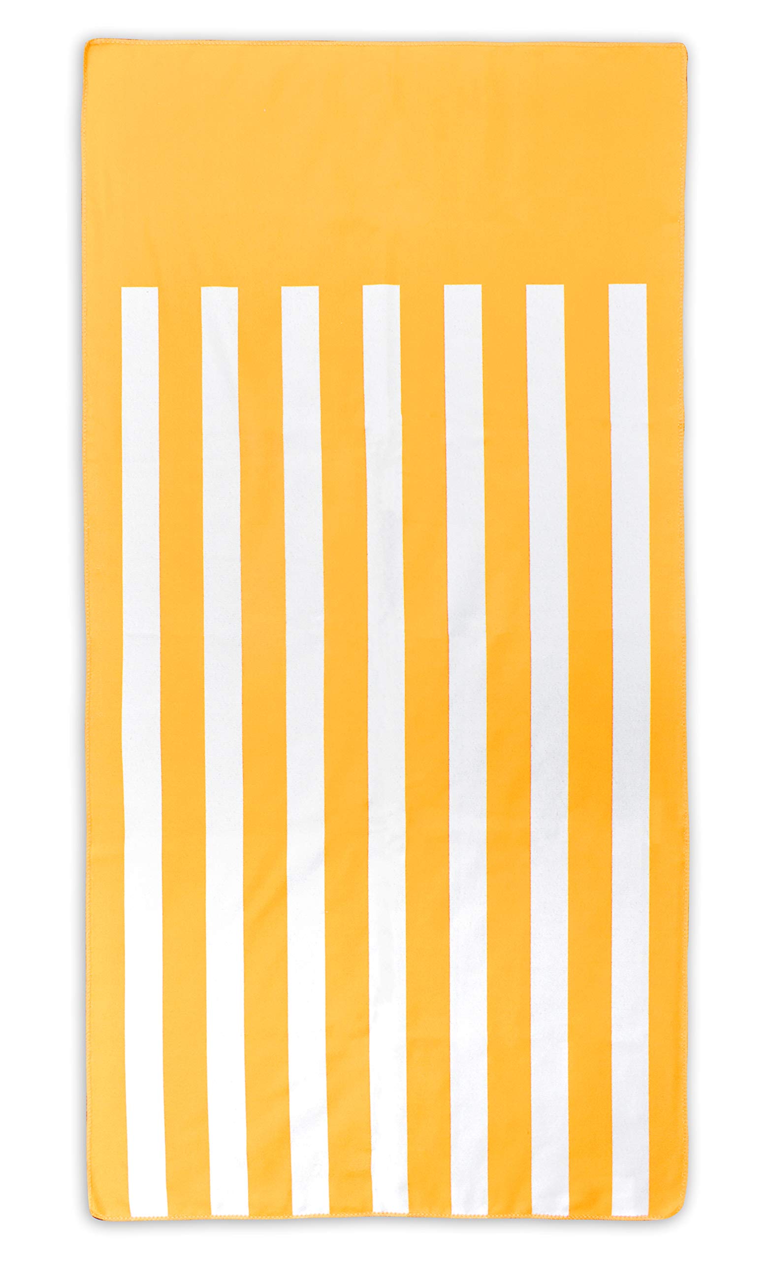 Ashley Mills Microfibre Quick Dry Sand Proof Summer Beach Towel Holiday Yoga Gym Towel 70x140cms (Yellow Stripes)