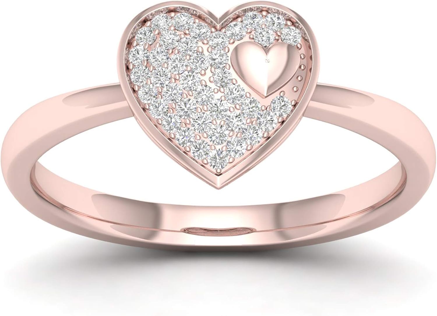 Diamond2Deal 1/10 cttw Round Diamond Heart Promise Ring 10kt Gold (Color H-I Clarity I2)