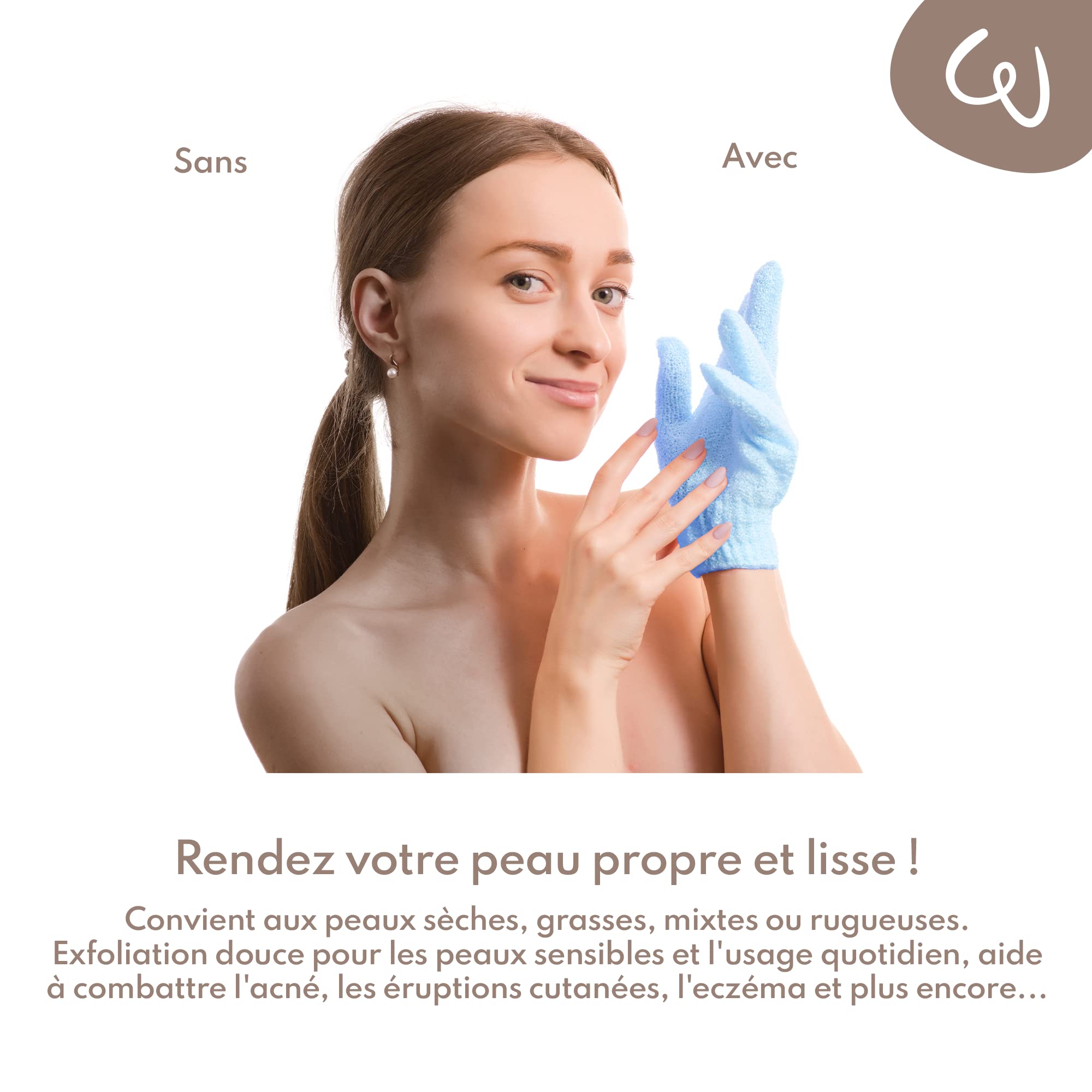 2x Gants Exfoliants Pour Le Corps | Gommage Et Gant De Crin | Gant De Toilette Adulte - WE COSMETIC (Medium Exfoliation)