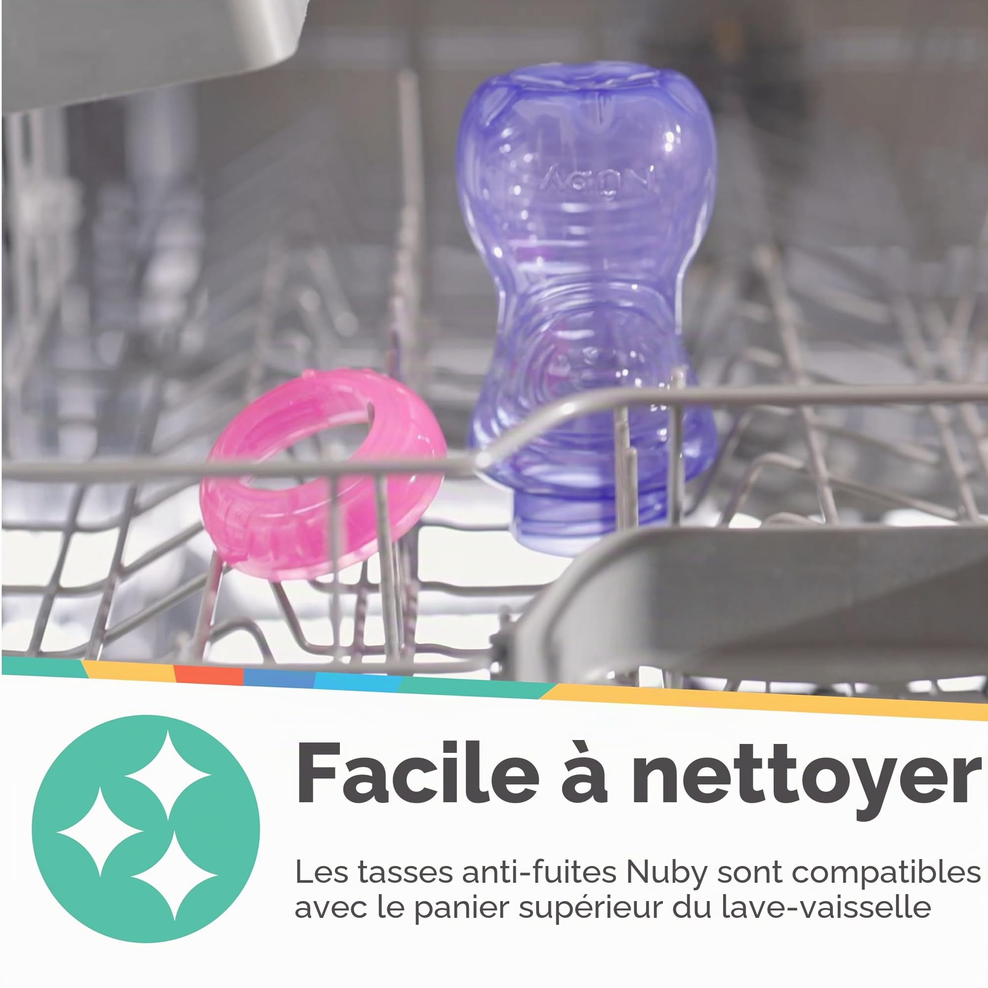 Nuby Tasse anti-fuite avec Paille Flexible | 300ml | 3 pack | 12+ Mois