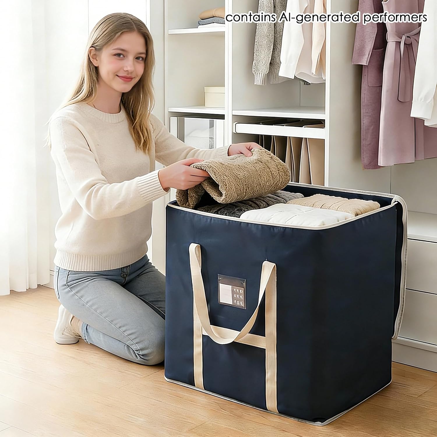 Waterproof Square Moving Bags, Oxford Storage Bag Blue, 175L | Heavy Duty, Extra Large, Durable, Clothes Storage Bag for Dorm Closet Organizers Space Saving