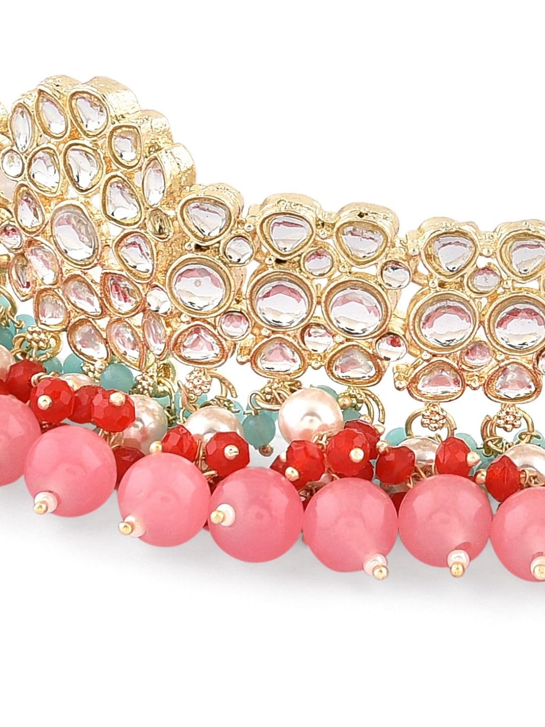 Conjunto de joyas Kundan chapado en oro con perlas y base de latón 8