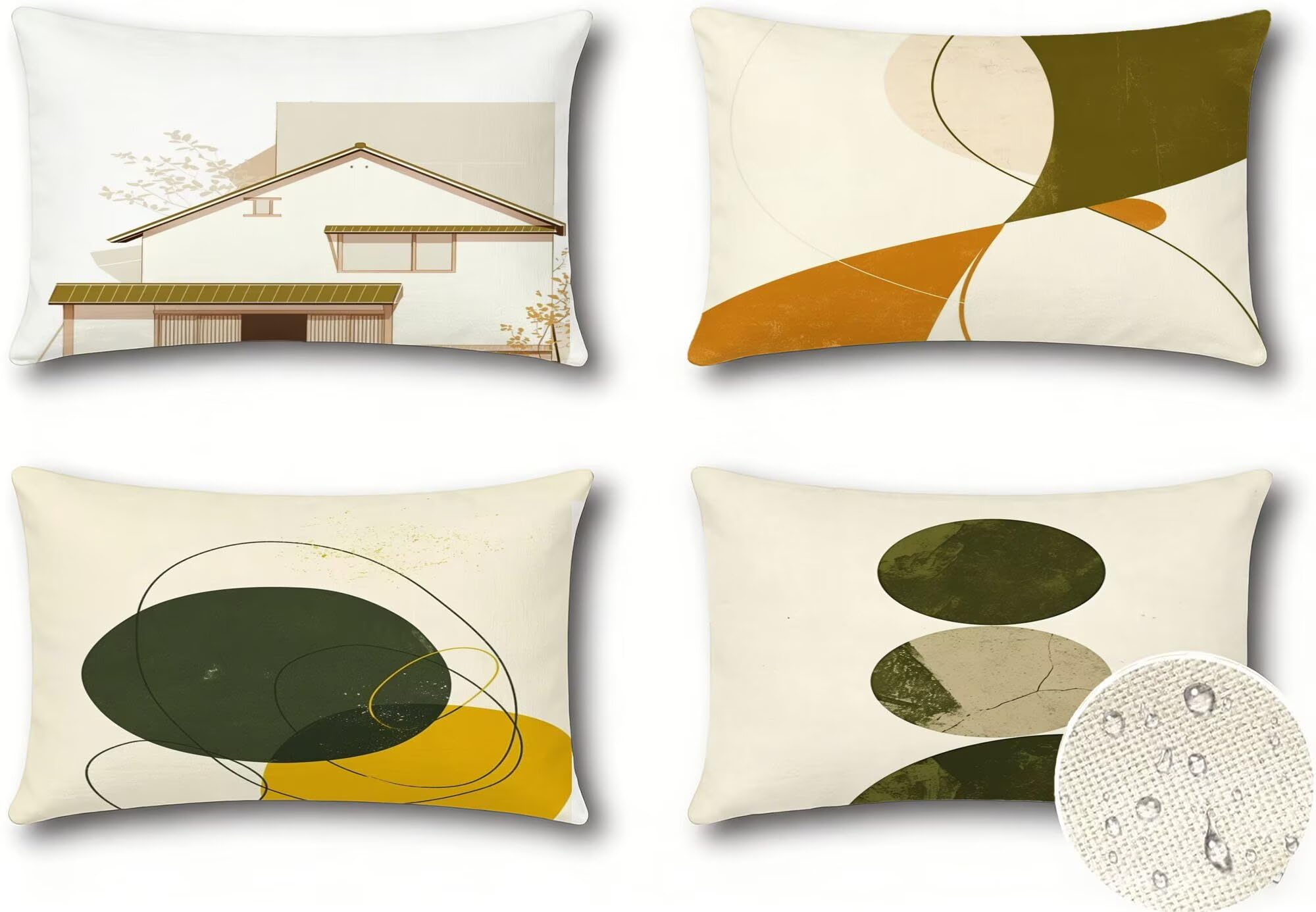 Generisch Outdoor Kissen Wetterfest 40x65cm Beige Dekokissen Kissenbezüge Geometrie Kissenhülle Sommer Sofakissen für Wohnzimmer Schlafzimmer Garten Dekorative 4er Set. R-2500