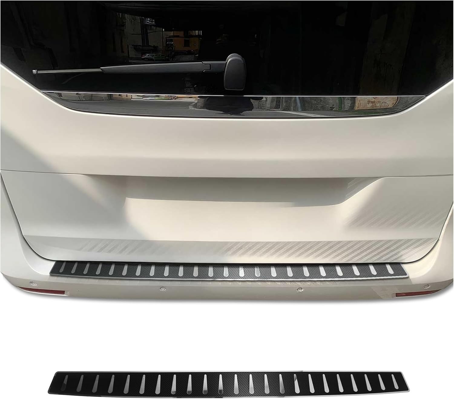 OMAC Rear Bumper Sill Cover for Mercedes Metris 2016-2023 – Stainless Steel Carbon Foiled Finish