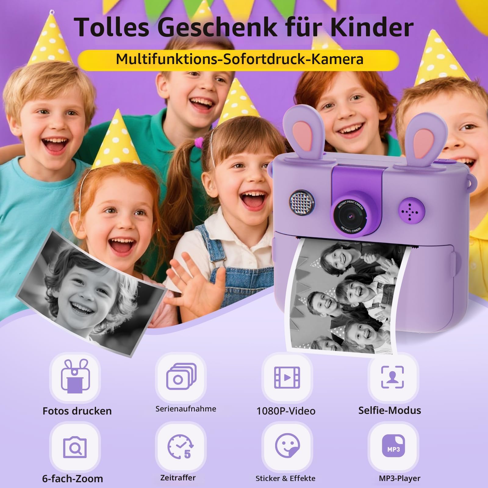 ORGSTA Kinderkamera Sofortbildkamera Digitalkamera für Kinder 3-12 Jahre Jungen Mädchen