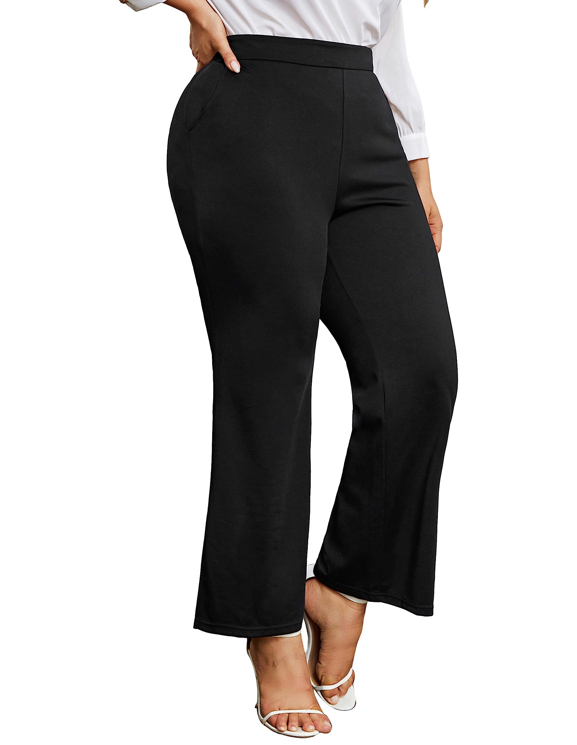 Kim Curvy Plus Size Flare Dress Pants Pants for Women High Waist Pants Bell Bottom with Pockets for Work and Casual