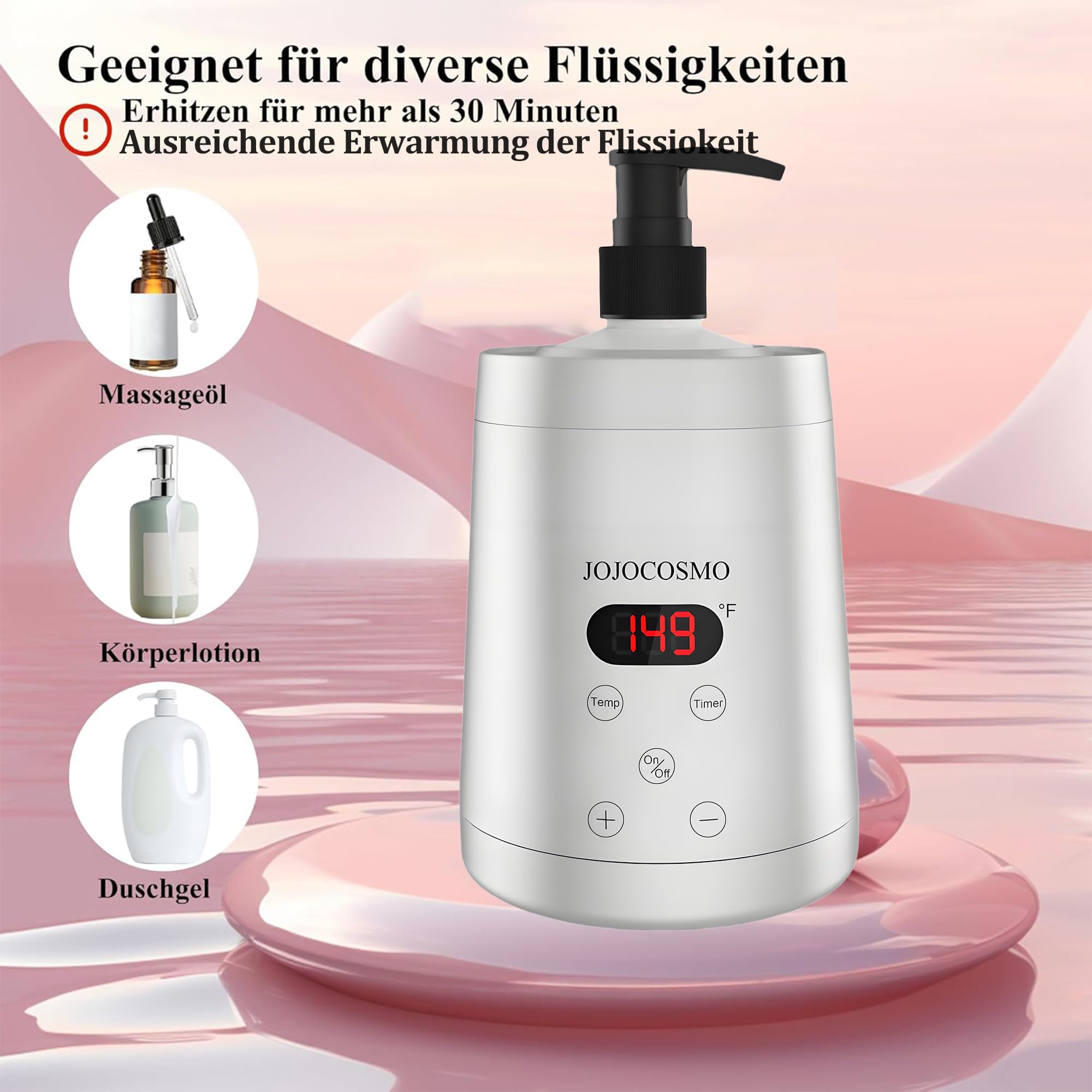 Chauffe-huile de massage,Chauffe huile de massage avec deux distributeurs de bouteilles d'huile,Chauffe en continu de 0 à 65 °C,Chauffe bouteille de lotion pour les salons et les spas,Argent