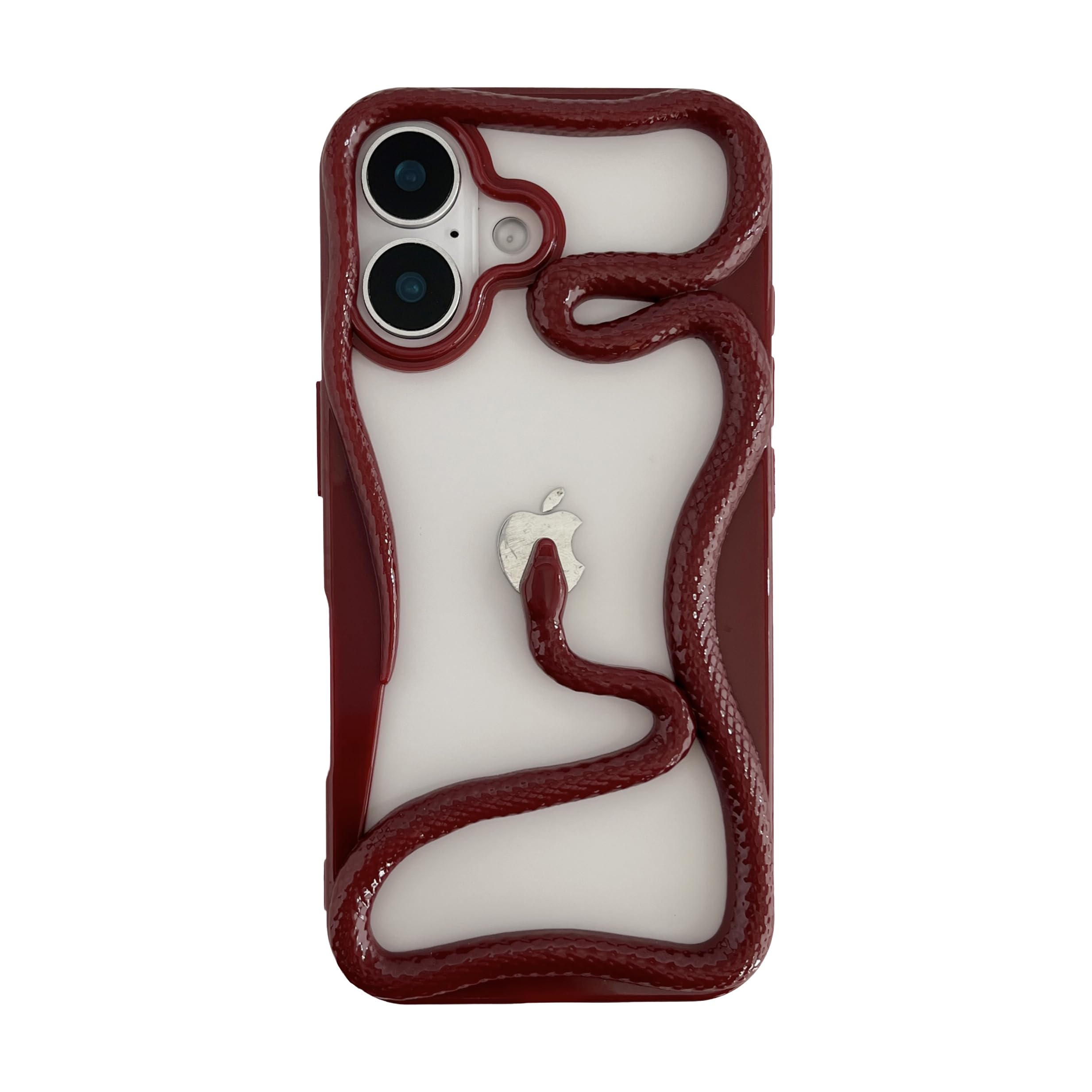 FLIRACON Cute Cool Hollow Solid Color 3D Snake Heat Dissipation Soft Phone Case Compatible with iPhone Case(Red,for iPhone 15 Pro Max)