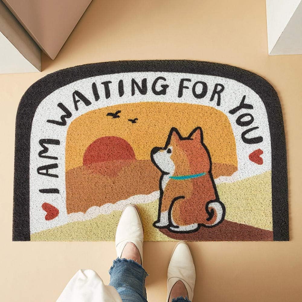Greeting Shiba Inu, Environmentally Friendly PVC Doormat, Household Floor Mat Doormat, 24" X 35" Ultra-Thin Doormat, Floor Mat-17.7"X 29.5"(45Cmx75Cm)_Shiba Inu F