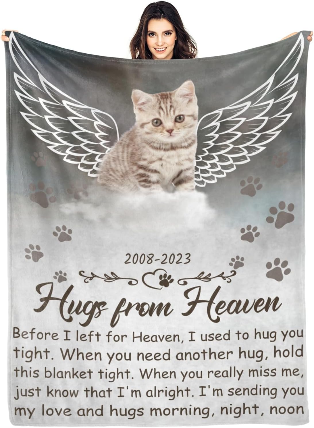 Glad Gua Personalised Pet Memorial Blanket, Loss of Dog Sympathy Gift, Customised Photo Remembrance Present, Memorial Gifts Pet Bereavement, Cat & Dog Memory Blankets Remember Dead Pets