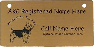 C1424 Australian Terrier Standing Crate Tag Personalized with Your Dog's Name