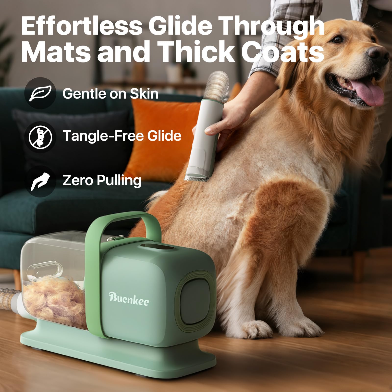 buenkee Kit de aseo para perros con aspiradora de aseo de mascotas, cortadora de perros, cepillo de aseo para mascotas, herramienta de limpieza en 1, aspiradora de bajo ruido para perros y gatos,