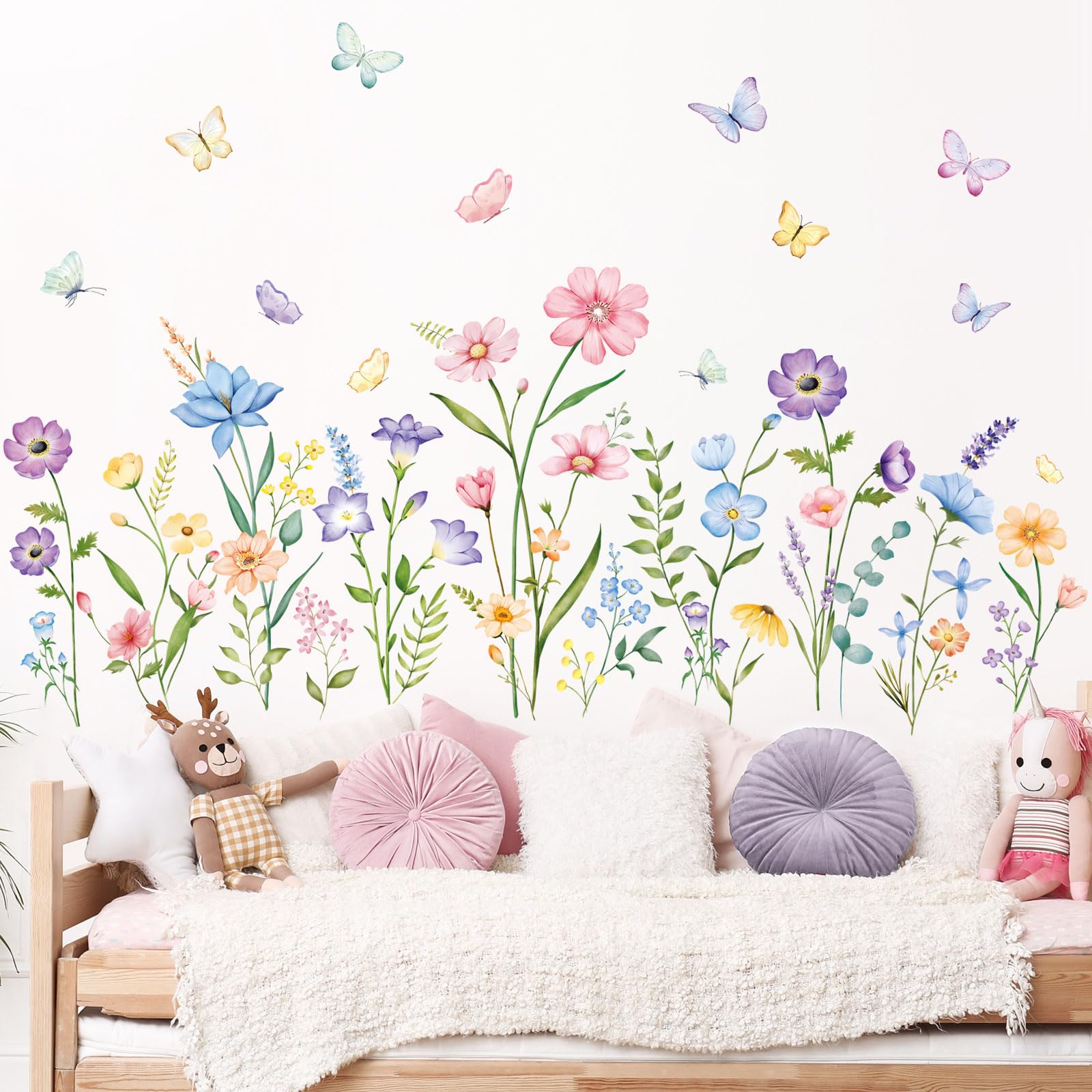 Supzone Watercolor Wildflower Wall Decals