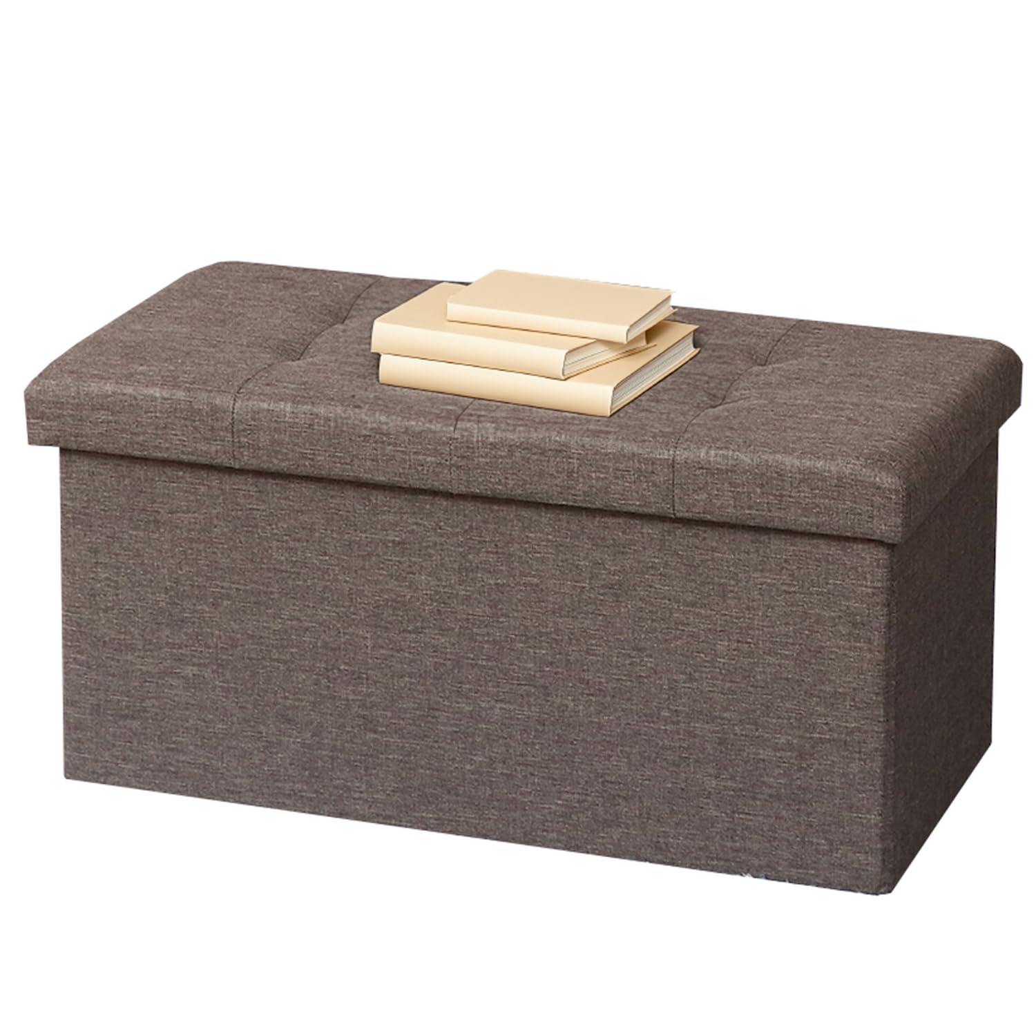 不二貿易(Fujiboeki) 収納ベンチ 収納ボックス 幅60×奥行30×高さ30cm チャコール オットマン 耐荷重80kg 折りたたみ ボックススツール ハント 86140