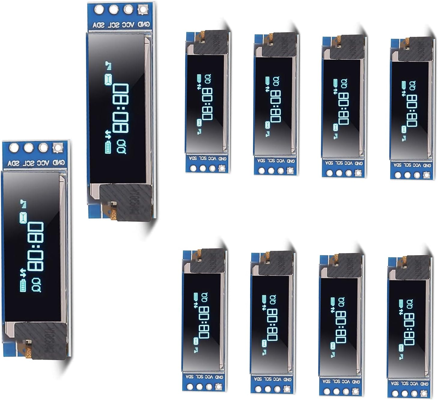 10PCS 0.91'' 12832 IIC I2C OLED Display Module 0.91inch I2C 128x32 SSD1306 LCD Display Module Blue I2C OLED Screen Driver DC 3.3V/5V with 4 Pin Headers for Ardu ino