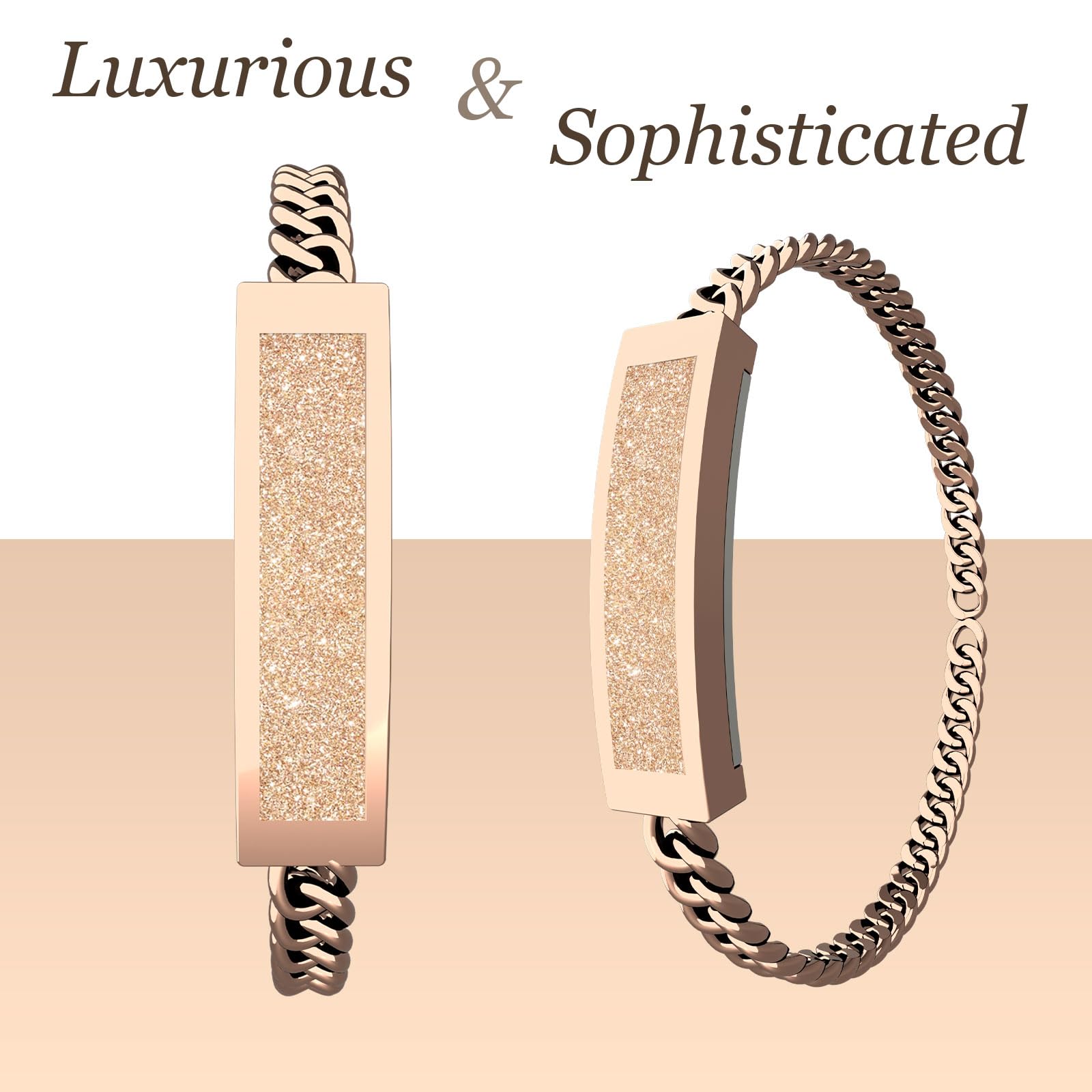 findtime Bracelet intelligent pour femme, suivi d'activité, étanche IP68, podomètre, suivi du sommeil, compteur de calories, moniteur de fréquence cardiaque, chaîne Cuba fine, design doré