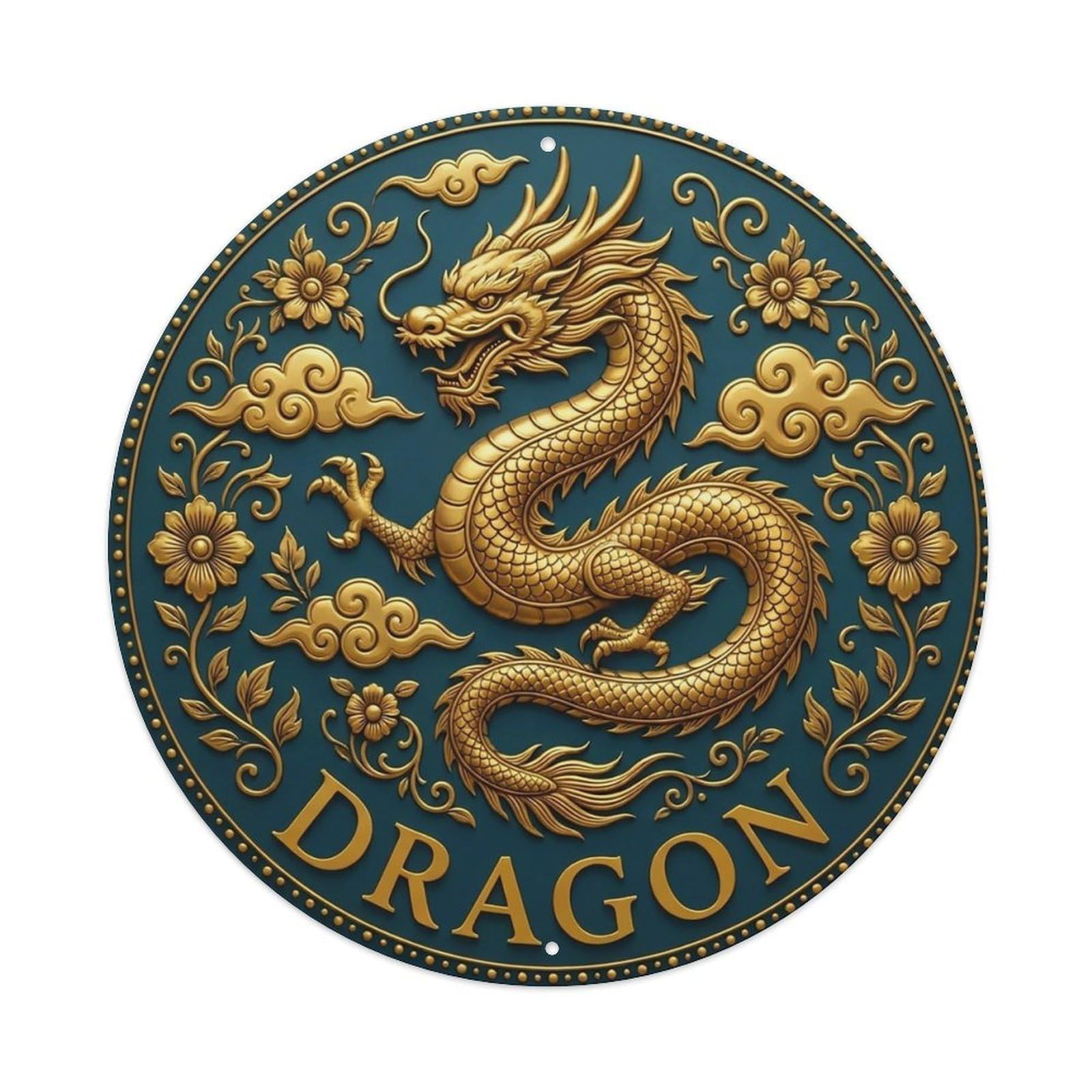 Vintage Dragon Flower Zen Yoga Metal Tin Sign