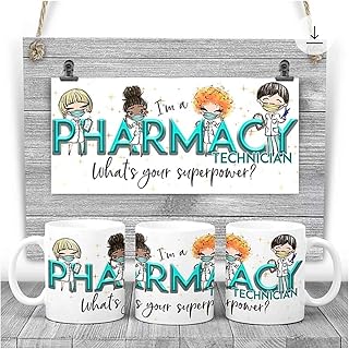 PHARMACY TECHNICIAN mug."I'm a PHARMACY TECHNICIAN what's your superpower. Mug. Coffee present. Coffee mug. Cup. Keyworker gift. Chemist dispenser