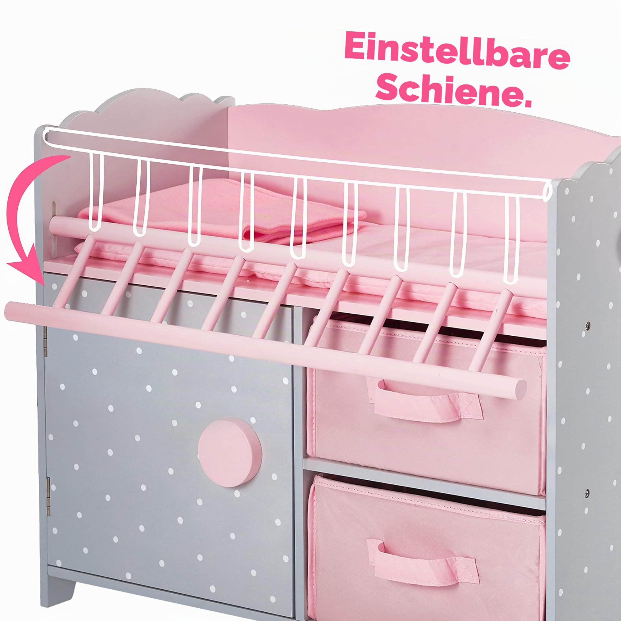 Olivias World 16 Zoll Babypuppen-Möbel Holz-Wickeltisch Storage TD-12390A