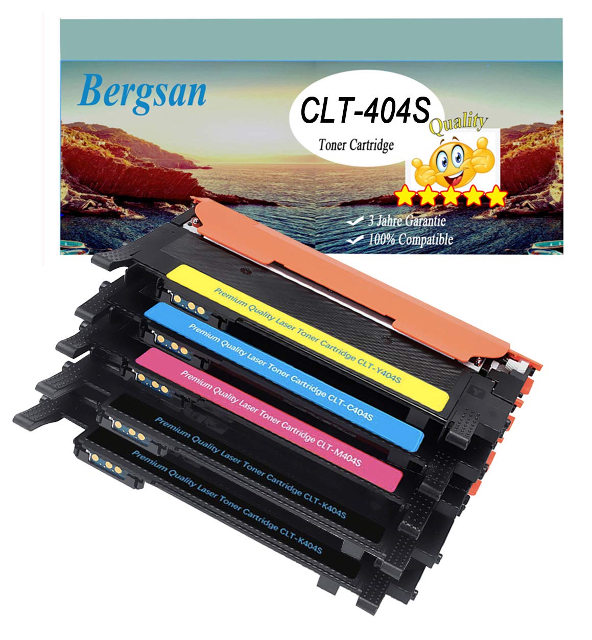 Bergsan 5 Cartouche de Toner XL compatible pour Samsung CLT-P404C pour Samsung Xpress C430 C430W C480 C480W C480FN C480FW Xpress SL-C430 SL-C430W SL-C480 SL-C480W SL-C480FN SL-C480FW