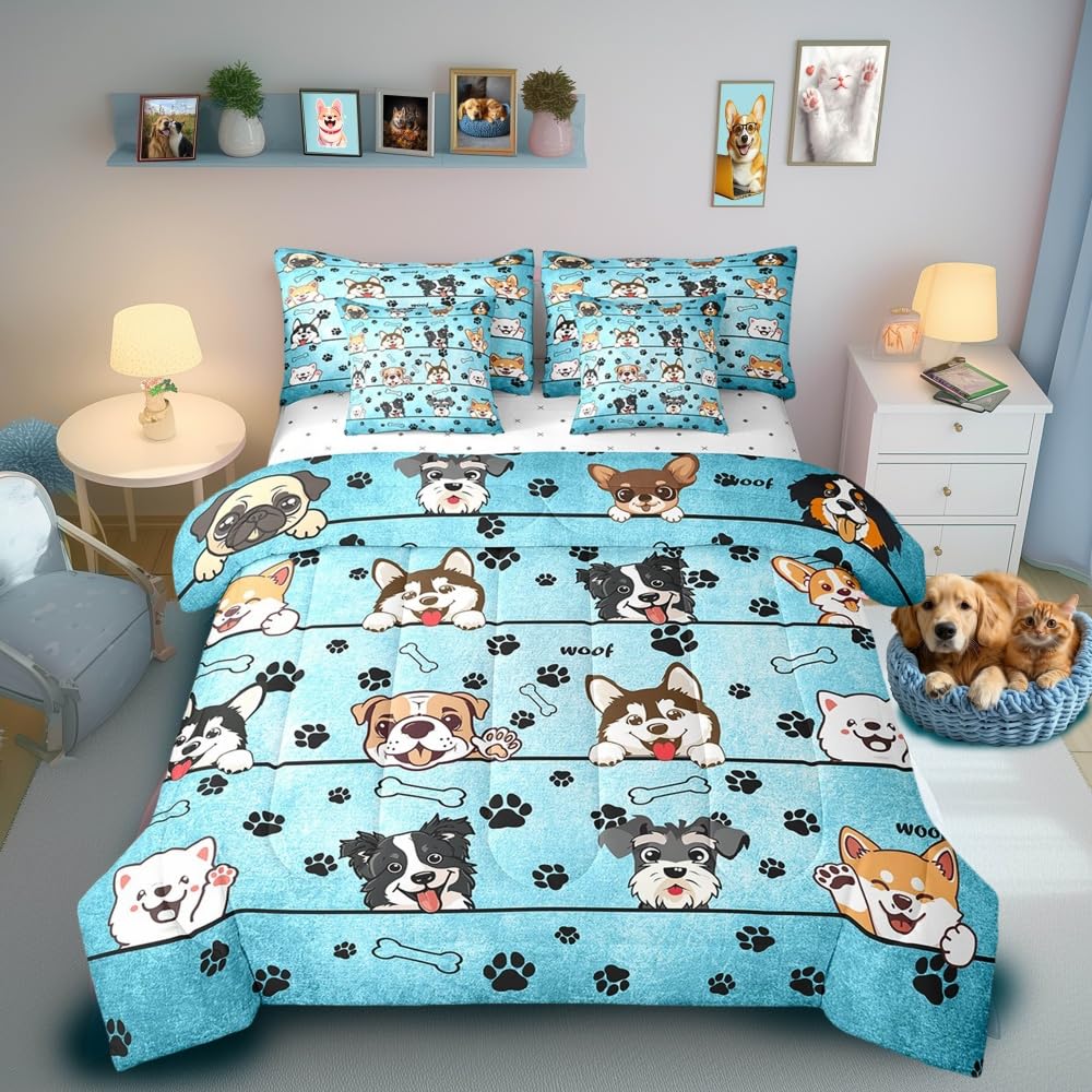 Parure de lit super douce en microfibre premium motif chien Manfei