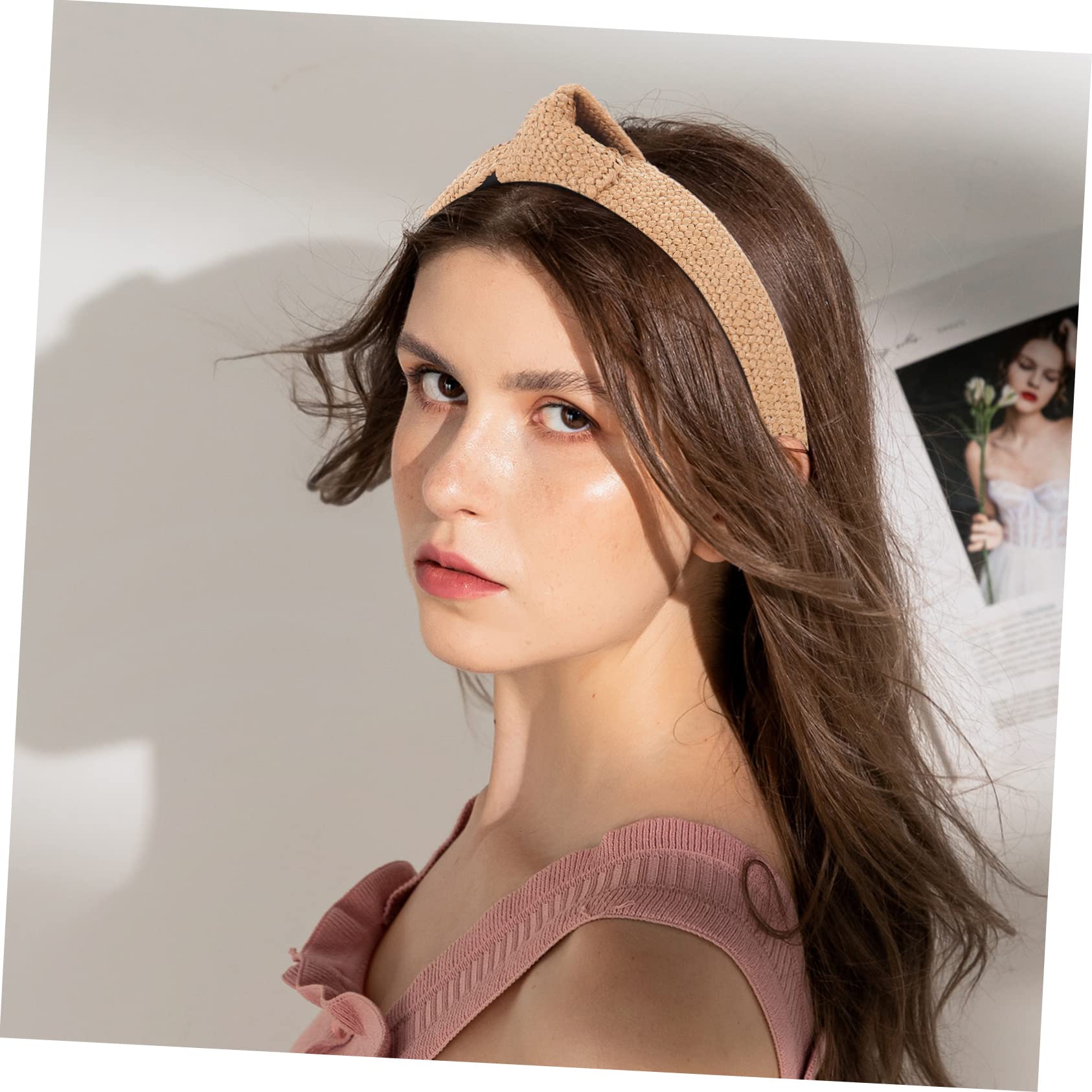 MAGICLULU 6 Piezas Diadema De Accesorios Para El Cabello De Verano Lazos Para El Cabello Con Lazos Sombreros Elásticos Suaves Tocado De Mujer Emitir Tarjeta Tejer Rafia Perder